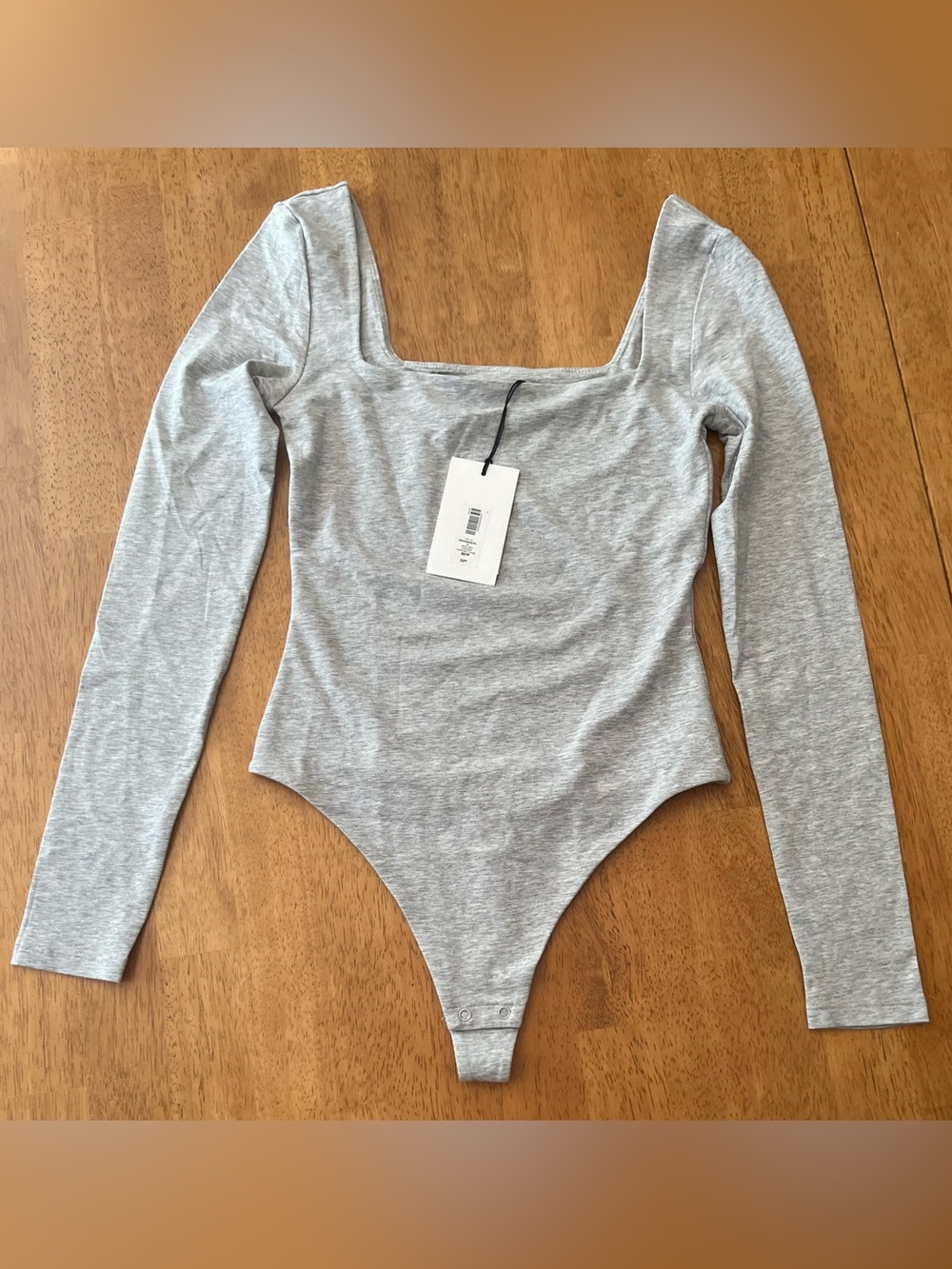 Aritzia - Square Neck - Long Sleeve - Bodysuit - Light Gray